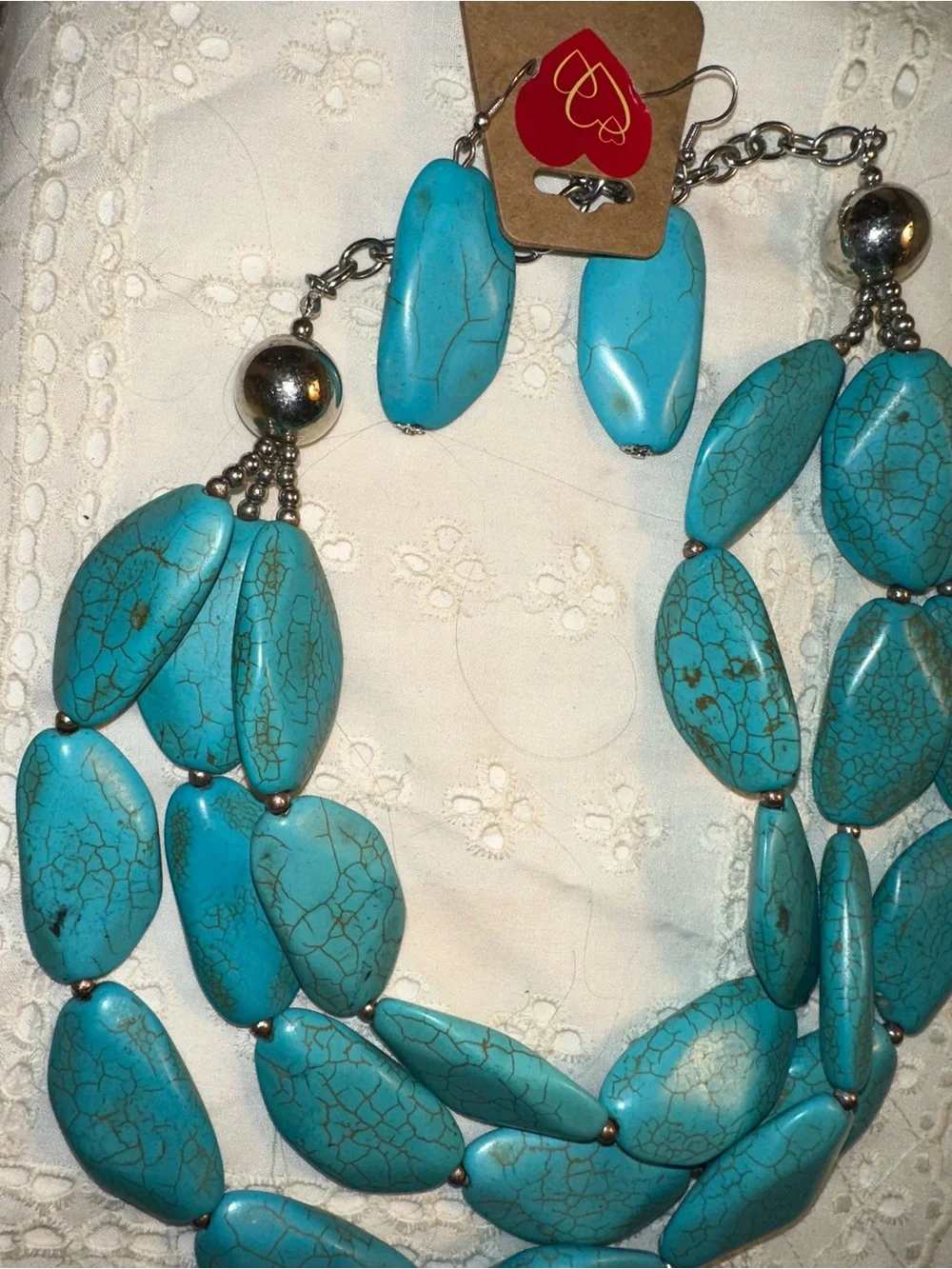 paparazzi Zi Turquoise Blue Multi-Strand Beaded Necklace with Drop Earrings